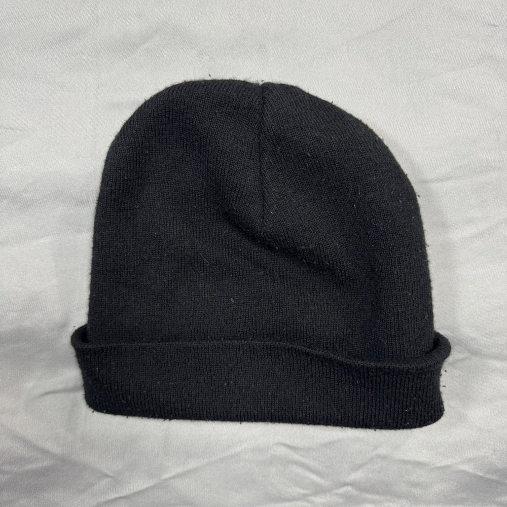 Nike Beanie Hat Black Cuffed Knit Embroidered Swoosh Logo Streetwear Sports - Picture 2 of 5